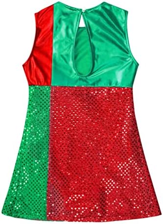 DPOIS Kids Girls Božićne šljokice plesna haljina kostim Santa Elf Outfit Lik Slive haljine za klizanje Dance odjeće