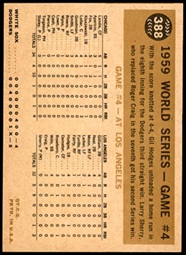 1960. Topps 388 1959 World Series - Igra 4 - Hodges pobjeda Homer Gil Hodges Los Angeles/Chicago Dodgers/White Sox NM/MT Dodgers/White
