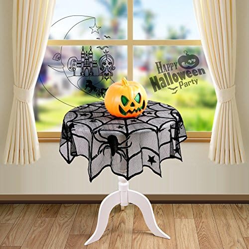 AERWO 40-inčni crni pauk Halloween čipkasti stol Topper krpa za ukrase za stol za Noć vještica