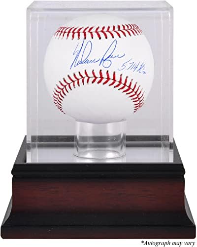 Nolan Ryan Autografirani bejzbol s natpisom 5714 K i mahagonijskom bejzbolskom slučaju - Autografirani bejzbol