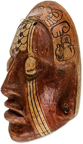 Novica Dekorativna keramička maska ​​Maya, crvena, Maya Nobleman '