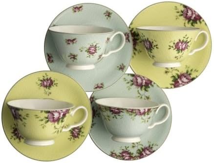 Aynsley Archive Rose Teacups i tanjuri