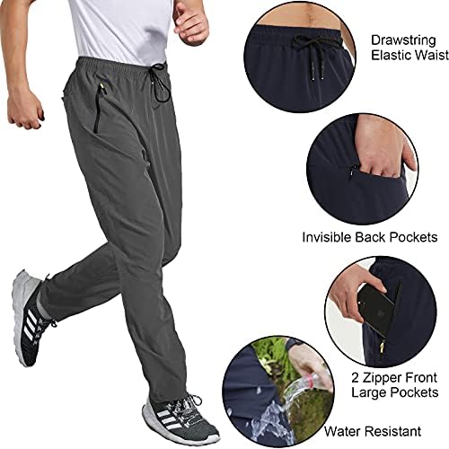 Osflydan muški trening Atletske hlače Elastični struk vodootporni lagani jogger za trčanje za muškarce s džepovima s patentnim zatvaračem