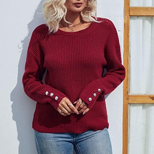 Ženski pulover džemperi jesenski čvrsta boja dugih rukava pulover pleteni džemper slatki džemperi