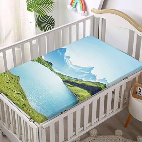 Snow Mountain tematski obloženi krevetić, Standardni krevetić madrac opremljeni list mekani i prozračni posteljina-babici za dječake