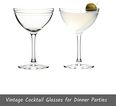 Set čaša za koktele od 2 preslatke kristalne čaše za kupe-minijaturni 4 fl oz vintage Espresso Martini coupe za Negroni ili martini